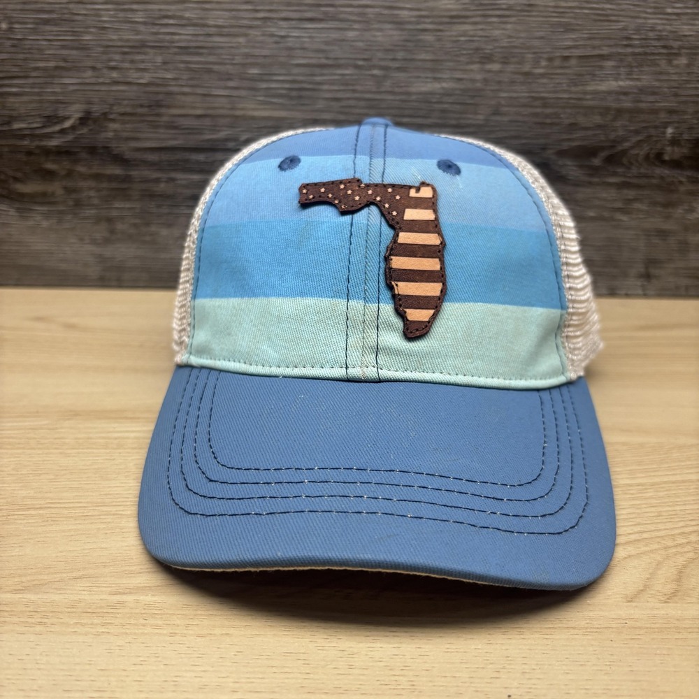 Freaky Tiki Florida Hat Cap Snap Back Blue Trucker Mesh Patch Mens DK Caps